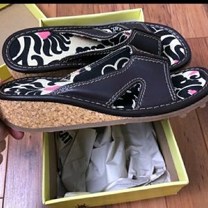 Fly London Brown and Black Sandals